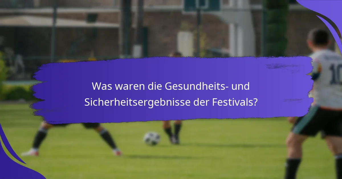 Was waren die Gesundheits- und Sicherheitsergebnisse der Festivals?