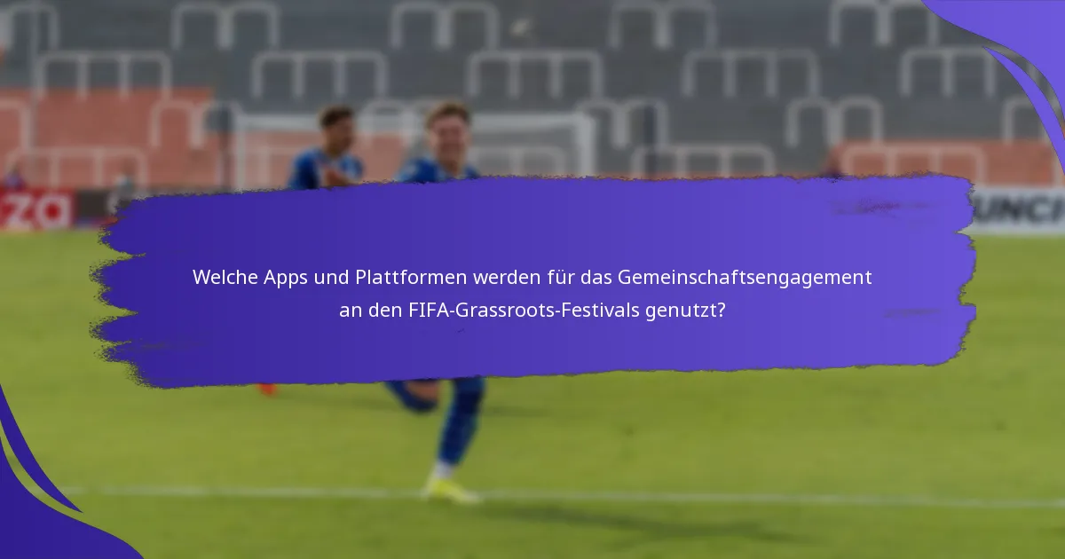 Welche Apps und Plattformen werden für das Gemeinschaftsengagement an den FIFA-Grassroots-Festivals genutzt?