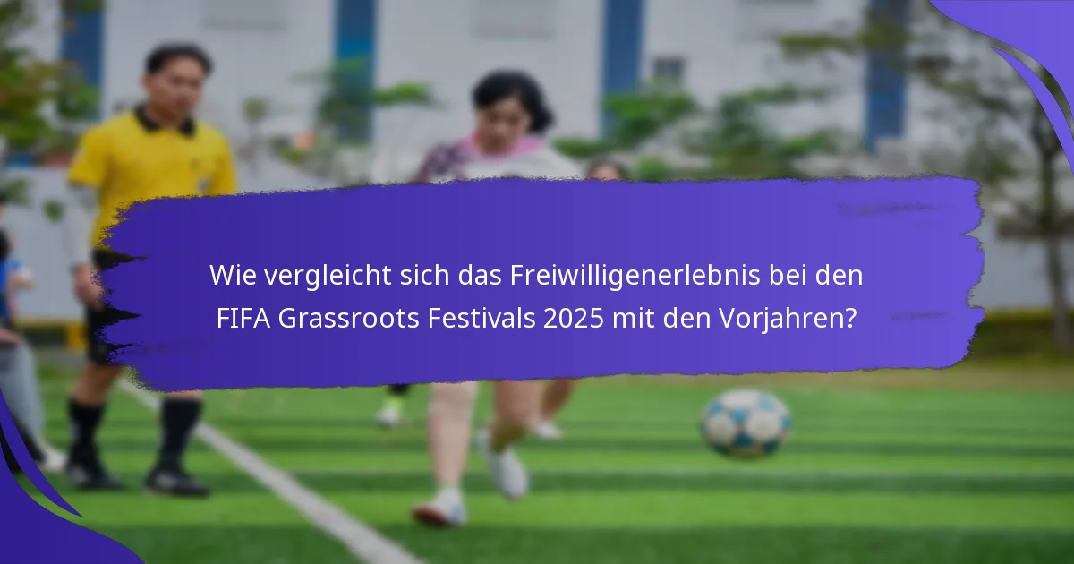 Wie vergleicht sich das Freiwilligenerlebnis bei den FIFA Grassroots Festivals 2025 mit den Vorjahren?