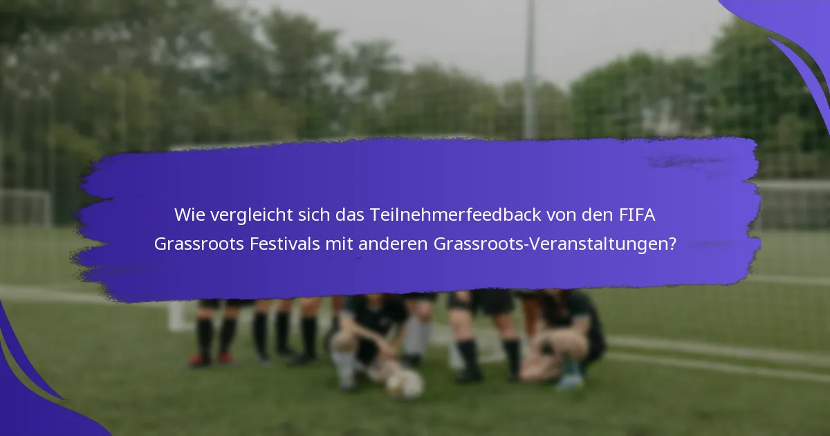 Wie vergleicht sich das Teilnehmerfeedback von den FIFA Grassroots Festivals mit anderen Grassroots-Veranstaltungen?